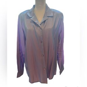Jaclyn Smith Iridescent Purple/Blue Long Sleeve Blouse Size Large